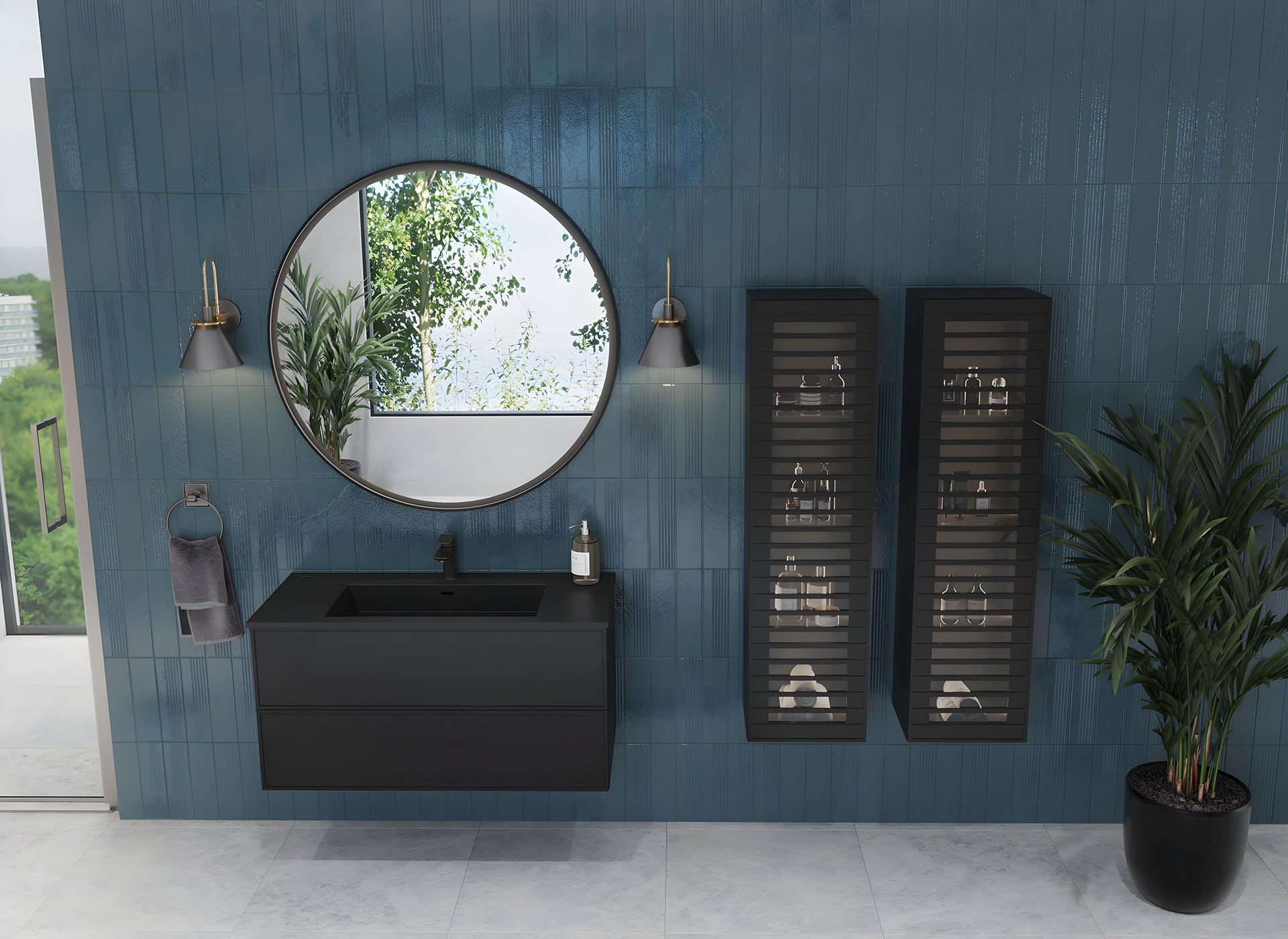 tezgahlı banyo dolabı