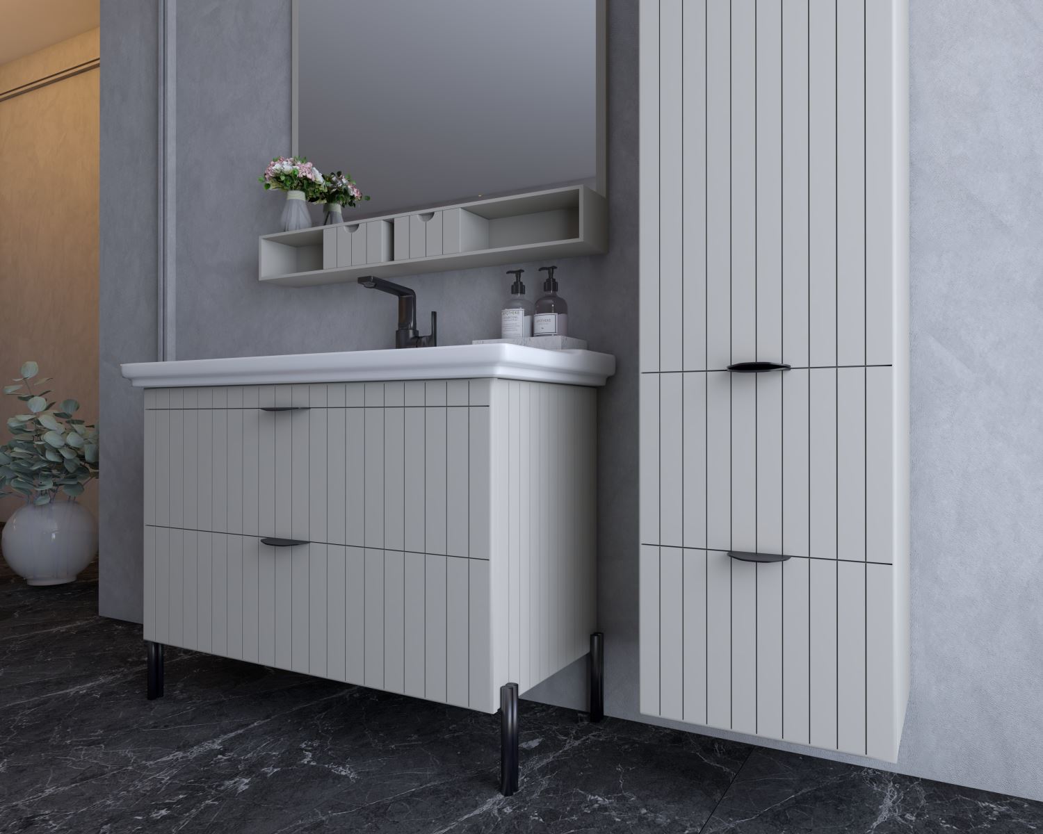 beyaz banyo dolabı temizliği